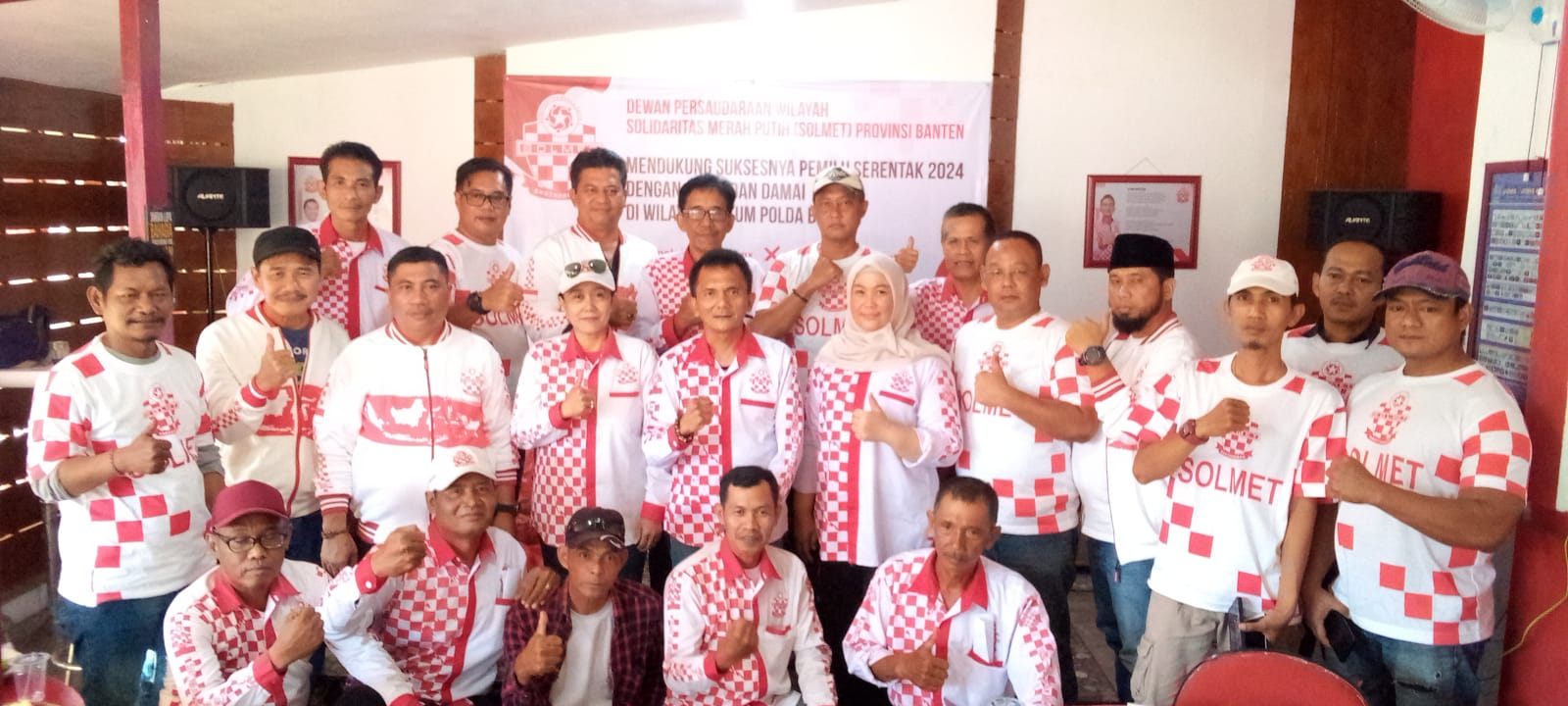 Pernyataan Sikap DPW Solmet Banten Mendukung Suksesnya Pemilu Serentak 2024 Dengan Aman Dan Damai Di Wilayah Hukum Polda Banten.