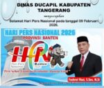 Dinas Dukcapil Kabupaten Tangerang mengucapkan Selamat Hari Pers Nasional pada tanggal 09 Februari 2026.